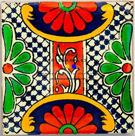 Pátzcuaro | Azulejo Artesanal Mayólica Endurecido Pintado a Mano Tipo Talavera