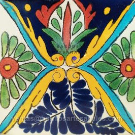 ROSAURA | Azulejo Artesanal Mayólica Endurecido Pintado a Mano Tipo Talavera