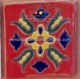 RWBA787: Azulejo Talavera  Realzado Especial Pintado a Mano.