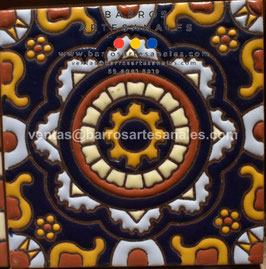 RWBA726: Azulejo Talavera  Realzado Especial Pintado a Mano.