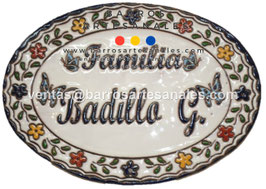 Placa Domiciliaria Realzada Bouquet Plaza Azul y Mariposas Ovalada