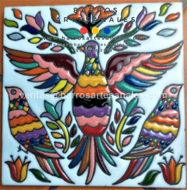 RWBA723: Azulejo Talavera  Realzado Especial Pintado a Mano.