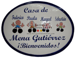 Placa Domiciliaria Realzada Fulanitos Plaza Azul Ovalada