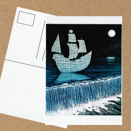 'Lantern On The River' Sailing Ship Postcard