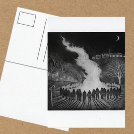 'Bonfire On The Hill' Guy Fawkes Night Postcard