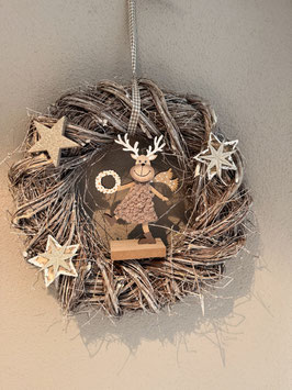 Adventskranz mit Elch braun gross