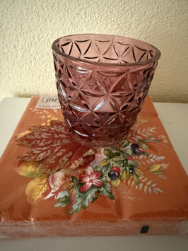 Dekoset bestehend aus Serviette Herbst orange und Teelicht bordeaux und Blatt
