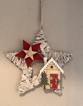 Adventsstern weiss mit Haus Christmas - Nr. 1