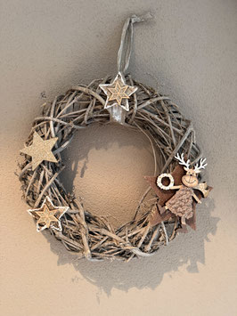 Adventskranz mit Elch braun klein