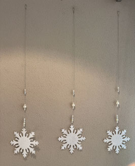Schneeflockenhänger Filz weiss
