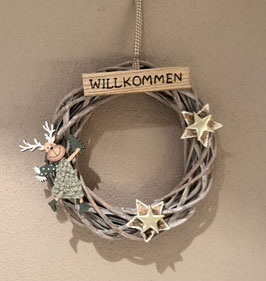 Adventskranz mit Elch grün mit Tannenbaum