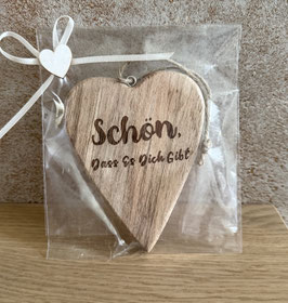 Holzherz zum Hängen "Schön, dass es dich gibt"