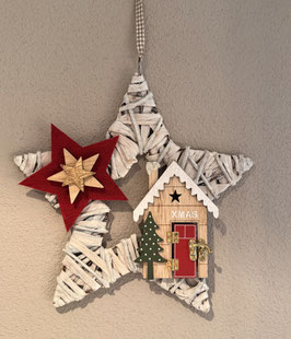 Adventsstern weiss mit Haus Christmas - Nr. 2