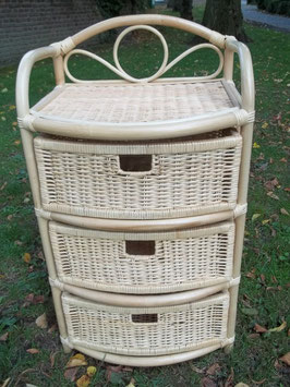 Rattanregal, Schubladenregal aus Rattan mit 3 Laden