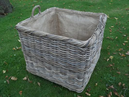 Kaminkorb auf Rollen, Holzkorb, Erntekorb, Kartoffelkorb aus Rattan