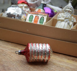 Lampion zilver/rood, reliëf (8155)