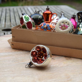 Deukbal zilver bloem, oranje/rood (6462)
