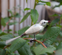 Vogel op knijper zilver, gesuikerd (7795)