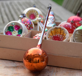 Kerstbal met steel, donkeroranje (8000)