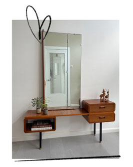 Vintage teakhouten kaptafel/toilettafel, jaren 60