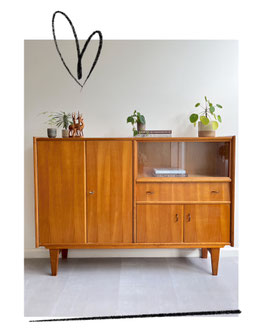 Vintage blond eiken highboard/dressoir, jaren 60