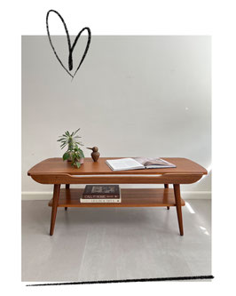 Vintage teakhouten salontafel, omkeerbaar blad