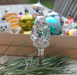 Kerstman op knijper zilver, gesuikerd (7561)