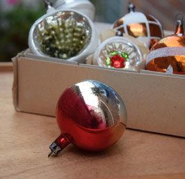 Kerstbal rood/goud/blauw (7943)