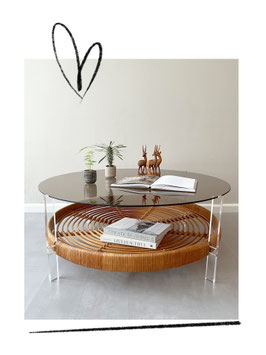 Vintage Space Age salontafel, rookglas blad