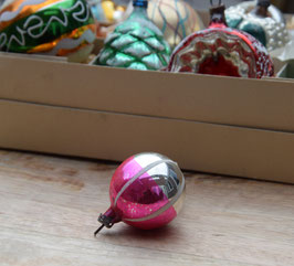 Feathertree kerstbal zilver/roze (7310)