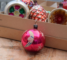 Kerstbal knalroze, gesuikerde sterren en maan (7984)