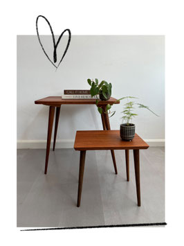 Vintage teakhouten bijzettafeltje, set van 2, jaren 60