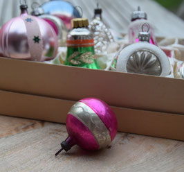 Feathertree kerstbal zilver/roze, versierd (7331)