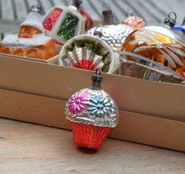 Bloemenmandje zilver/rood, multi (7870)