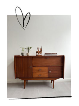 Vintage teakhouten lowboard/ladekastje, jaren 60