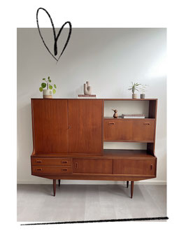 Vintage teakhouten highboard, jaren 60