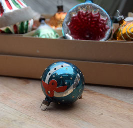 Kerstbal blauw, gesuikerde dots, hoefijzer (8083)