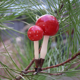 Paddenstoelen op knijper groot, wit/rood (8091)