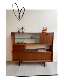 Vintage teakhouten highboard, jaren 60