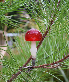 Paddenstoel op knijper wit/rood (7830)