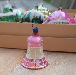 Klokje zilver/roze, wit geblokt (8103)