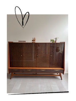 Vintage teakhouten/palissander highboard, jaren 60