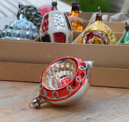 Pegel met deuk zilver/rood, zilver glitter (7663)
