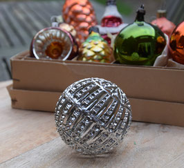 Kerstbal zilver, kunststof (6367)