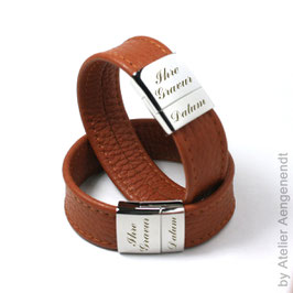 Lederarmband aus echtem Nappaleder mit Wunschgravur LA-N cognac (C)