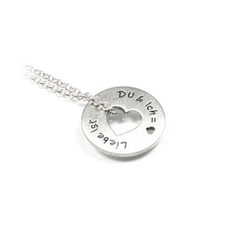 Donut Anhänger Design Herz und Kette aus 925 Silber mit individueller Gravur PS16 RV KE2