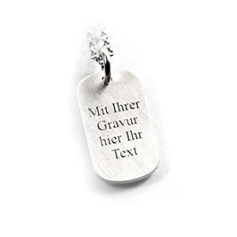 Anhänger Dogtag Erkennungsmarke und Kette aus 925 Silber Namenskette mit individueller Gravur PS174 KE2