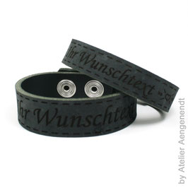 Lederarmband Kansas schwarz mit Wunschgravur UNISEX NEU MN/EE