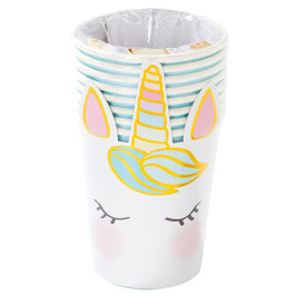 VASOS CARITA UNICORNIO / 8 UDS.