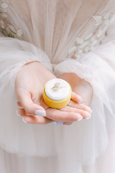 Ringbox rund ZWEIFARBIG, Farbe GELB + IVORY